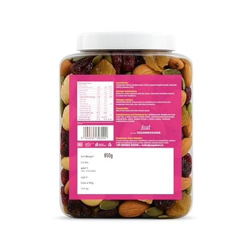 Yogabar Trail Mix - Daily Health Mix 850g - Mixed Nuts with Dry Fruits & Seeds - Mixed Dry Fruits with Almonds Cashews Raisins Cranberries Pumpkin Seeds - Healthy Snack Reusable Jar 850g 3