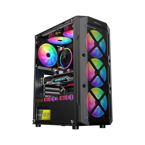 Ant Esports VM50 ARGB Mid-Tower Computer Case/Gaming Cabinet - Black | Support Micro ATX, M-ATX, ITX | Built-in USB 3.0 Port and Pre-Installed 4 ARGB Case Fans