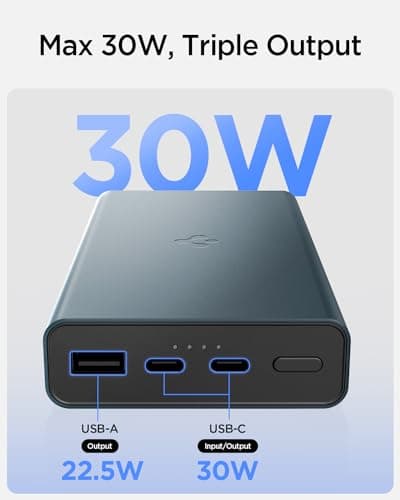 Spigen Power Bank 20000mAh Fast Charging, PD3.0 30W Fast Charging, 3Ports(1USB-A,2USB-C), Durable Alloy Material - Navy Blue 2