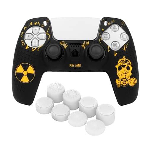 OIVO INDIA Black Skull and White Thumbrgrip Set Controller Silicone Cover Case PS5 Controller Skin Anti Slip Protective Case Sleeve Compatible for Sony PlayStation 5 Remote (Combo of 2)