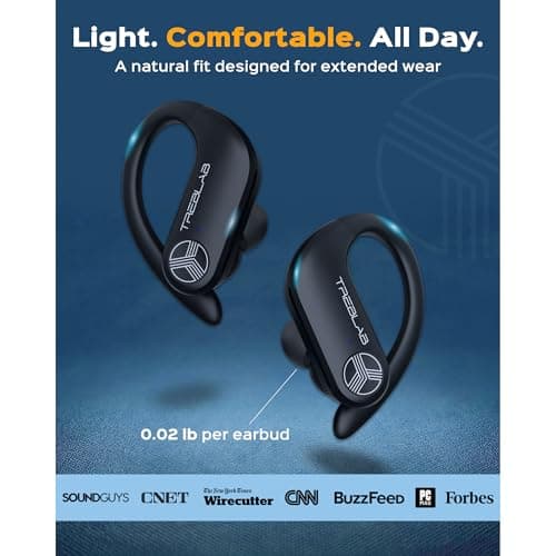 TREBLAB X3-Pro-Wireless Earbuds With Earhooks - 45H Playtime, Aptx, IPX7 Waterproof Earphones For Running & Workout-Sport Bluetooth In Ear Headphones With Charging Case-Built-In Microphone - Black 3