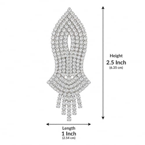 Brooch Pin Leaf Shape Rhinestone for Saree, Suit & Blazer (Silver) 2