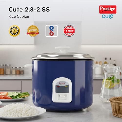 Prestige Electric Rice Cooker - Cute 2.8-2 (2.8 L Open Type, with Stainless Steel Cooking Pan - 2 Unit) 2
