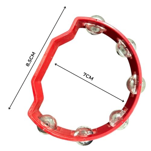 Bhargavas Red Fiber D Shape Khanjari – Premium Tambourine Duff Taal for Bhajan, Kirtan, Folk Music & Stage Performance 2