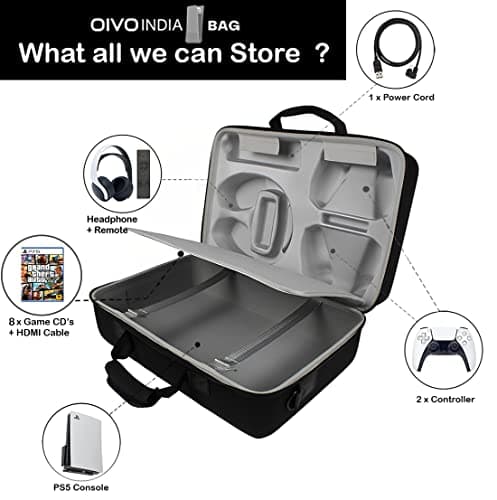 OIVO INDIA Hard Shell Water-Resistant Carry-Bag Compatible for PlayStation 5 Disc/Digital Version PS5 Bag (NOT for PS5 Slim Version) 4