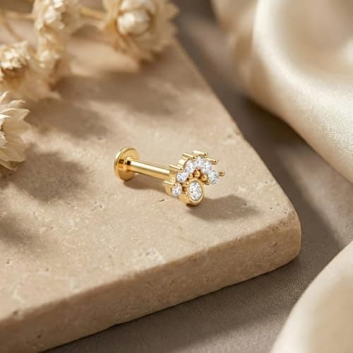 TOUCH925 Pure 925 Silver Mini Crown CZ Nose Pin for Women 4