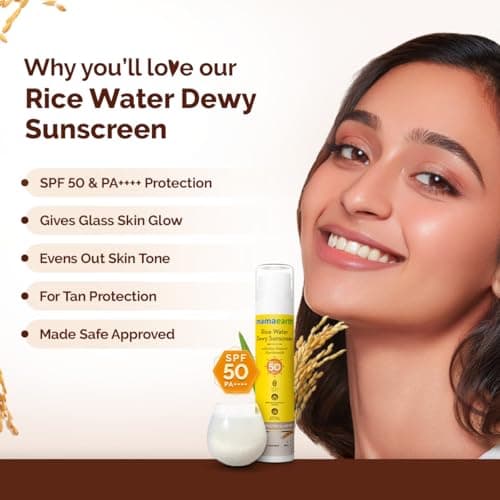 Mamaearth Rice Water Dewy Sunscreen with SPF 50 PA++++ | UVA & UVB Protection | Tan Protection | Gives Glass Skin Glow | No White Cast | For All Skin Types | 50 g 2