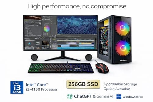 AI Ready Desktop Computer Set with 20" LED Monitor – Core i3-4130 3.4GHz, 8GB DDR3 RAM, 256 GB SSD, WiFi 6, Bluetooth 5.0, RGB Combo, Supports AI Tools Like ChatGPT & Gemini AI 2
