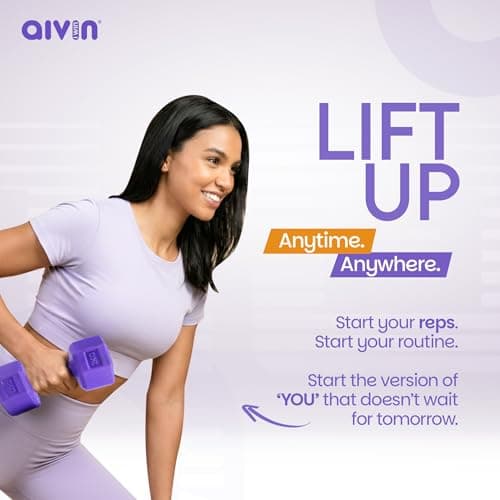 AIVIN Coregrip 1.0 PVC Dumbbells I Set of 2 (2kg Each) I Hexagonal No-Roll Design with Easy-Grip Coating I Professional Home Gym Equipment for Strength Training, Pilates & Aerobics (Purple) 4