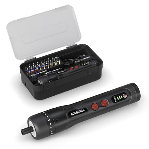 BUILDSKILL 8V cordless screwdriver set - 31 pieces | S2 & CR-V magnetic bits & chuck | forward & reverse function | 1600mAH battery | USB C type charging cable - ideal for DIY & professional use