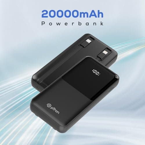 pTron Dynamo Bolt 20000mAh Power Bank w/Inbuilt Charging Cables, 35W Super Fast Charging, USB Type-C Input Power Bank Compatible with QC3.0/PD3.0, 4 Charging Outputs, Type-C Input/Output Port (Black) 4