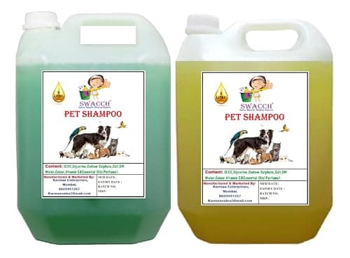 Pet Shampoo I Puppy Safe Shampoo I pH Balanced I Shine and Smooth Hair 5 Litre Pack of 2 Neem Alovera & Lemon