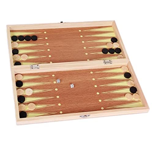 UJEAVETTE 3 in 1 Folding Wood Chess Set Handcrafted Board with 1 Pack Extra Pieces 2