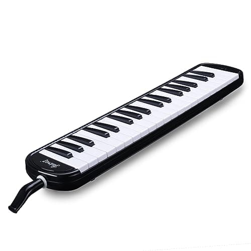 Juarez 37 Key Melodica Musical Instrument Soprano Air Piano Keyboard Pianica with Carrying Bag, 1 Soft Long Tube, 1 Mouthpiece, Wipe Cloth, Black 2