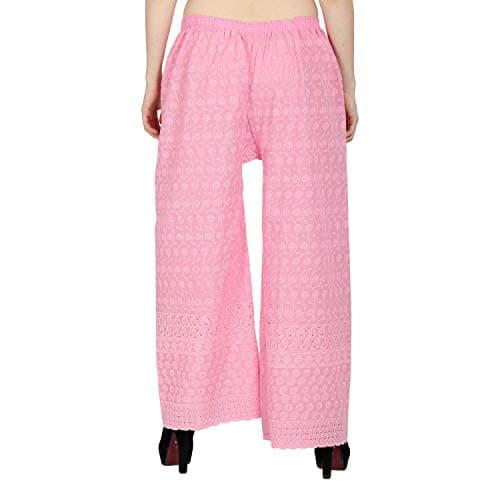 SriSaras Women's Premium Cotton Chicken Regular Fit Palazzo (M/L, Baby Pink) 2