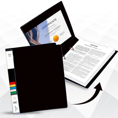 KEEPING Plastic File Folder 2D Ring Binder A4 Size Tough & Durable Ring Binder Box Board File(Heavy Plastic/and Color May Very) (Black) (Pack of 2) 4
