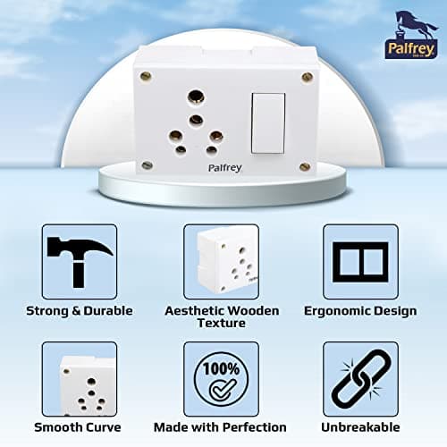 Palfrey Heavy Duty Extension Board - Single 16A Switch with 16A Socket with 3 Meter Heavy Duty 1.5mm Cable White (2200W) (3 Meter), 230 Volts 3