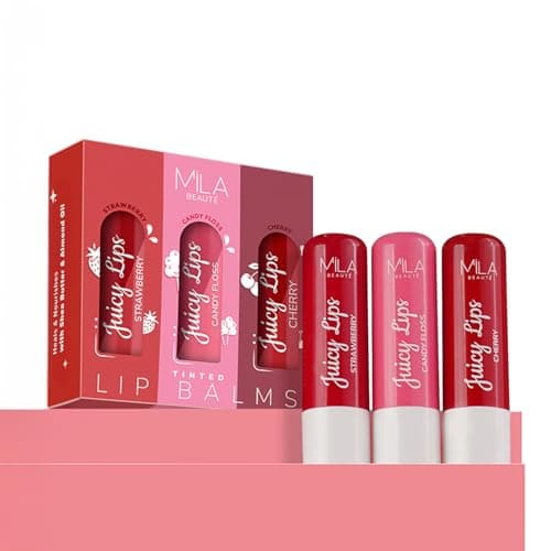MILA BEAUTÉ Tinted Juicy Lip Balms Combo with 12 Hrs Moisturisation & SPF 15 I Almond Oil I Hydrating & Nourishing I For Dry & Chapped Lips I Pack of 3, Assorted