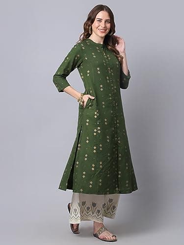 Pistaa's Women's Cotton Salwar Suit (KUPZO_CHESSRT_MG_3XL48_Mehendi Green_XXX-Large) 4