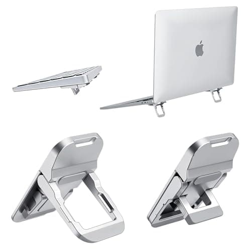 smashtronics Premium Metal Laptop Stand - Foldable, Height Adjustable Laptop Double kick Stand (Kickstand Silver)