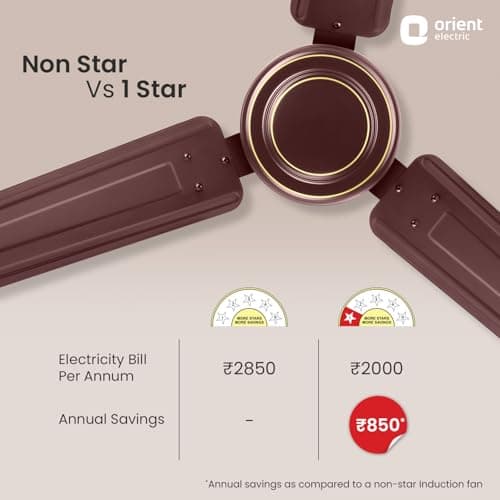 Orient Electric Apex-FX 1200mm Ceiling Fan for Home| BEE 1 Star Rated Energy Efficient Fan| Rust Resistant | Strong and Powerful Motor | 2 Years Warranty by Orient | Brown - Pack of 1 3