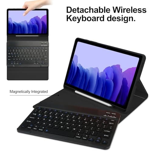 Keyboard Case for Samsung Galaxy Tab A7 10.4inch 2022/2020, Magentic Protective Cover with Pencil Holder, Detachable Wireless Bluetooth Keyboard, Black 2