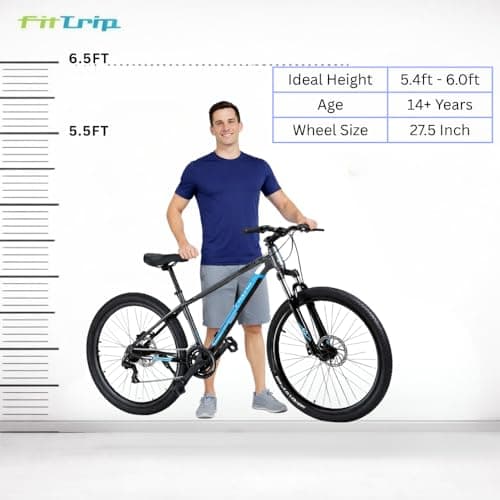FitTrip Scrambler 27.5T 21 Speed High Performance Mountain Cycles for Men with Front Suspension & Dual Disc Brake | 21 Geared MTB Bike 27.5 T | Ideal for 15+ Years | Fully Fitted (LiquidMetal-Blue) 5