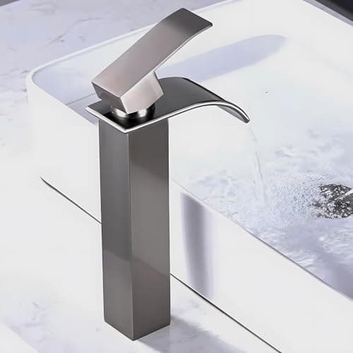 24x7 eMall Dark Grey Tall Waterfall Faucet Waterfall Single Lever Basin Mixer Waterfall Tall Black, SS Material, for Bathroom Washbasins Toilets 12 Inches Height 5