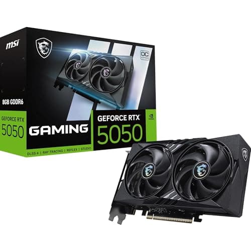 MSI GeForce RTX 5050 8G Gaming OC Graphic Card - NVIDIA GeForce RTX 5050 GPU, 8GB GDDR6 128-bit Memory, 20 Gbps, PCI Express Gen 5 x16 Interface, Upto 2632 MHz, Twin FROZR 10