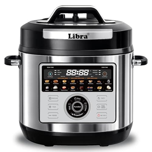 Libra 6L Electric Pressure Cooker, 19-in-1 Digital Multi Cooker with 304 Stainless Steel Inner Pot, 1000W, 10 Layer Safety, One Touch Pressure Release, Delay Timer & Keep Warm for Rice, Dal, Biryani