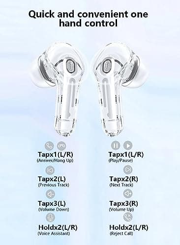 Printme F-11 TWS Wireless Earbuds, ipx7 Waterproof Sports Earphones, Wireless 5.3, ENC Earbud Earphone with LED Display, with Lanyard (White) 5