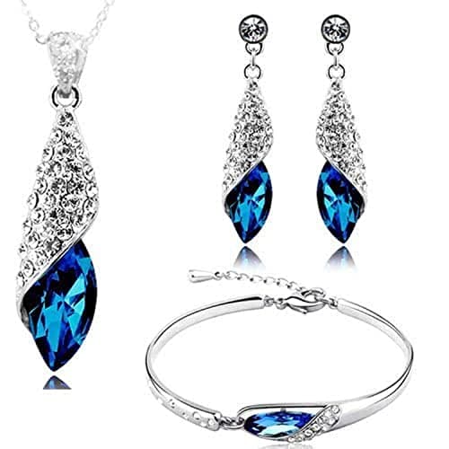YouBella Jewellery Set for Women Crystal Stylish Necklace Jewellery Set with Earrings and Bracelet for Girls and Women