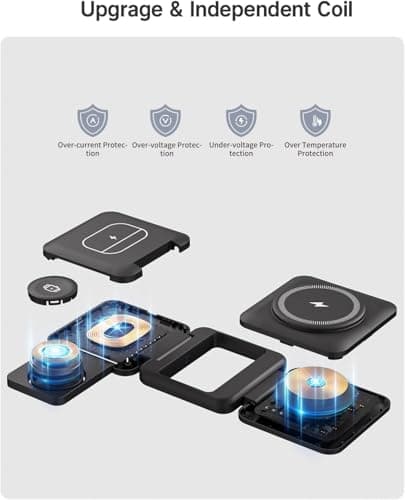 Foreign Holics 3 in 1 Charging Station Magnetic Foldable Integrated Plug Travel Wireless Charger Stand for Multiple Devices 3