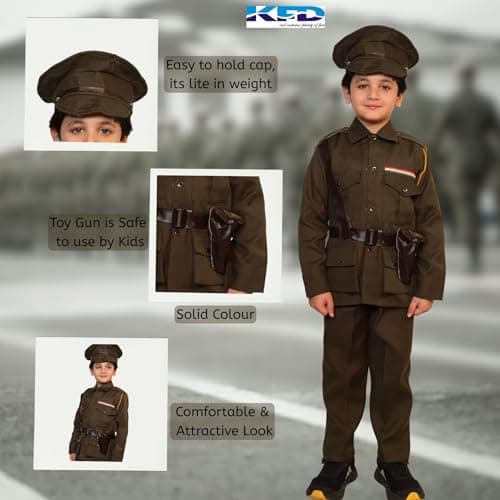 Kaku Fancy Dresses Polyester Indian Army Costume/Our Helper/National Hero Costume for 10-12 Years Kids, For Boys & Girls 5