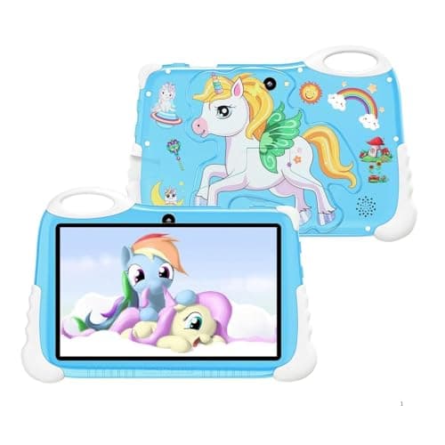 Drumstone 10 𝒀𝒆𝒂𝒓𝒔 𝑾𝒂𝒓𝒓𝒂𝒏𝒕𝒚 Kids LearningTablet with 7" HD Display, Educational Android Tablet for Children,Pre-Installed Learning Apps, Parental Controls,WiFi, Durable Unicorn Shockproof