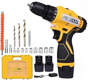 12V Cordless Screwdriver and Drill Machine - Compact, Lightweight, Powerful - 1300 RPM | Reversible switch Multi-Torque Clutch, 10mm Keyless Chuck - 2 x1.5Ah Battery | 6 months motor warranty