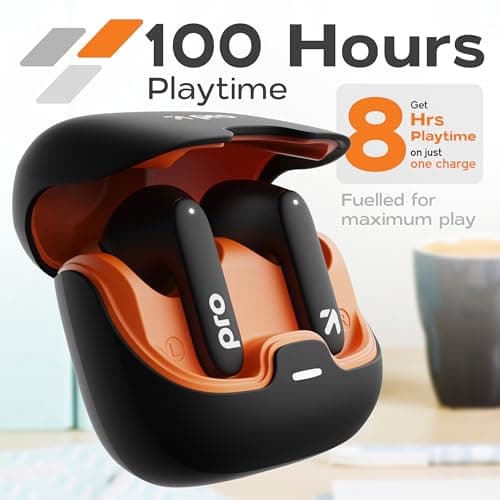 GOBOULT Z40 Pro with 100H Playtime, Zen Quad Mic ENC, 45ms Low Latency Gaming, Premium Rubber Grip Case, 13mm Bass Drivers, BT 5.3, TWS Truly Wireless in Ear Earbuds (Midnight) 4