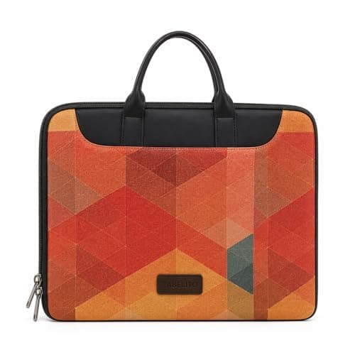 Tabelito Designer Printed Laptop Sleeve for Women (13–15.6 Inch) | Jute & Vegan Leather Office Handbag | Lightweight Stylish Work Bag with Handle