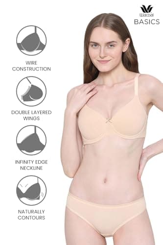 Wacoal Women’s Basics Essentials|Padded|Wired|3/4th Cup|Everyday Wear|Comfort Fit|T-Shirt Bra Beige (32D) 2