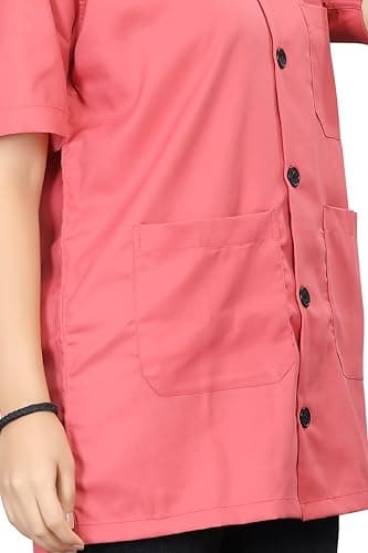 AREEVANZ Women's Cotton Medical Lab Coat, Half Sleeve, 3 Pockets, Professional Medical Uniform, Pink (Peach Pink, L) 5