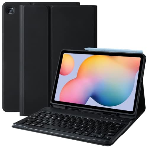 Galaxy Tab S6 Lite 10.4' 2020 Case with Keyboard, Detachable BT Keyboard for Samsung Model SM-P610 / SM-P615 - Tablet Case for Galaxy Tab S6 Lite SM P610 P615 - Keyboard Case with S Pen Holder, Black