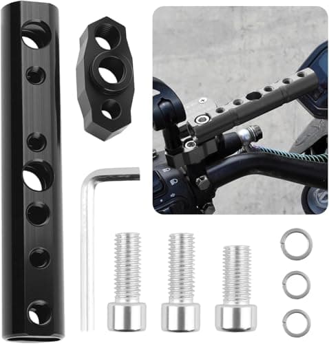 Motorcycle Mirror Extenders for 8mm & 10mm,Motorcycle Mirror Mount with Multi Mounting Holes,Multi-Purpose Motorcycles Handlebar Mount for Fixing Mirrors,Spotlights,Phone Holders (Black)