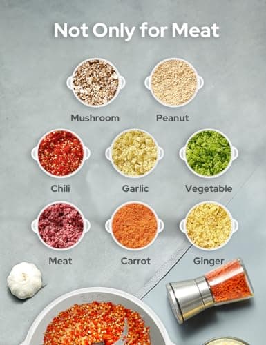 UN1QUE Electirc Chopper for Kicthen, Meat Grinders, 2 Speed Modes, One Touch Operation, 304 Stainless Steel Bowl Food Processor with Egg Whisk & Egg Beater, for Vegetables, Meat, Onion, Garlic, Mince 4