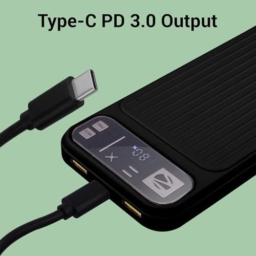 ZEBRONICS MB10000S13 Power Bank, 10000 mAh, Rapid Charge, 22.5W Output, Dual USB Output, PD 3.0 Type C, Built in Protections, Percentage Indicator, Made in India (Black) 4