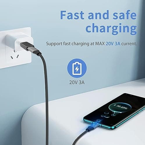 Tobo USB to USB C Adapter, USB C Female to USB 3.0 Male Adapter, 10GB USB A to USB Type-C 3.1 Gen2 Adapter Support PD Fast Charging and Data Transfer for Phone, Laptop, (TD-1032TC) 4