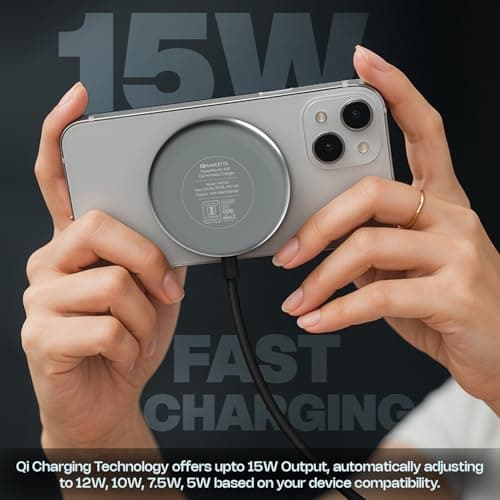 Amkette Air 450 Wireless Charger/Magsafe Charger | Latest Qi Technology 15W Wireless Charging with MagSafe Compatibility| Includes Magnetic Ring for Non-MagSafe Phones | Universal Compatibility 2