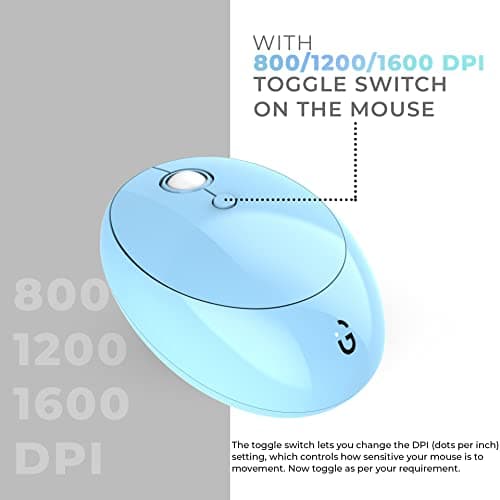 iGear KeyBee Retro Typewriter Inspired 2.4GHz Wireless Keyboard with Mouse Combo for Desktop/Laptop and Devices with USB Support, Single Nano Receiver, Round Keycaps, Cleaning Brush (White) (Blue) 4