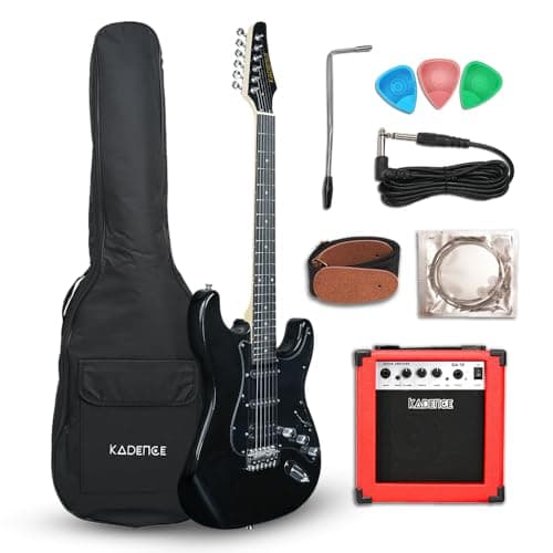 Kadence EGBLK-SC Astroman 39" Electric Guitar | SG Style | Paulownia Wood | S S H Pickup Configuration | Comes with Bag, Strap, Picks, Cable, Strings & Amplifier | Black