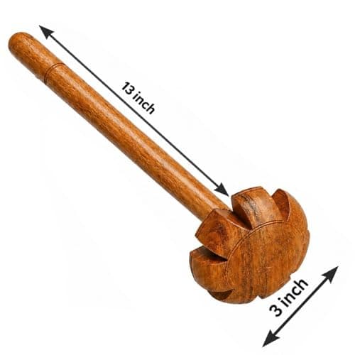 VISMAY’S Wooden Mathani Madani 13 Inch Butter Churner Bilona Dahi Lassi Maker Whisk Beater Rai Ghotni Dal Mixing Hand Blender Potato Masher Kitchen Tool (1 Piece) 3