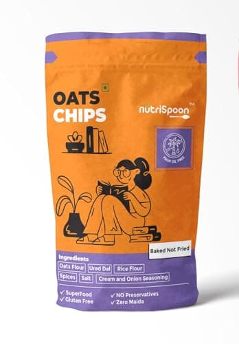Nutrispoon Oats Chips Baked Supergrain Superfood Cream & Onion - Palm Oil Free | Flavored Chips | High Protein, Healthy, Gluten-Free | Crunchy Snacks-40 Gram